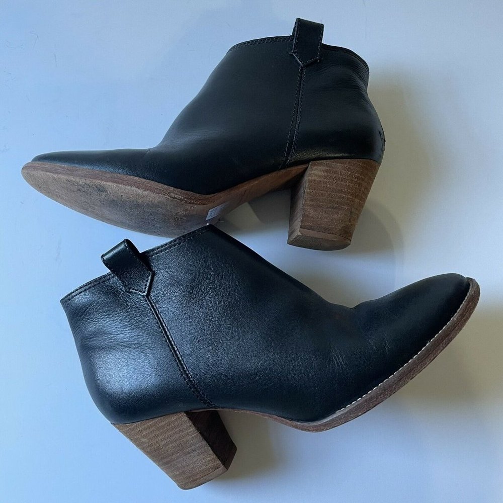 MADEWELL The Billie Boot Bootie Ankle Boot Black Leather Stacked Heel Size 8 - Picture 3 of 12